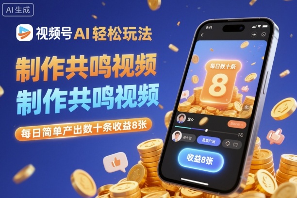 视频号AI轻松玩法，制作共鸣视频，每日简单产出数十条收益8张-吾爱云课堂