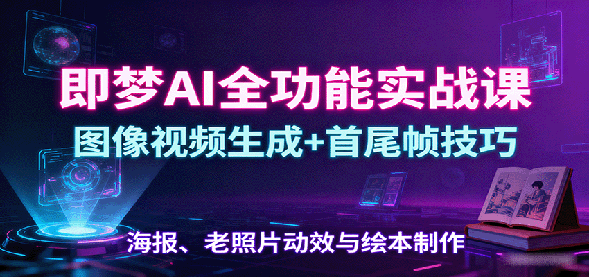 即梦AI全功能实战课：图像视频生成+首尾帧技巧，海报、老照片动效与绘本制作-吾爱云课堂