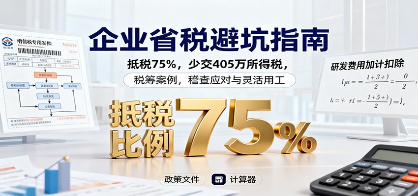 企业省税避坑指南:抵税75%,少交405万所得税,税筹案例,稽查应对与灵活用工-吾爱云课堂