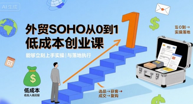 外贸SOHO从0到1低成本创业课，能够立刻上手实操与落地执行-吾爱云课堂