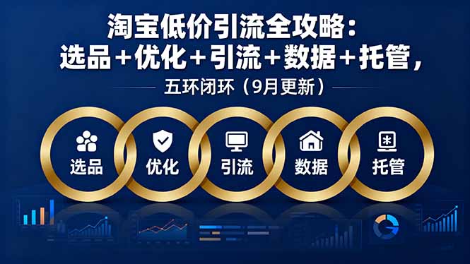 淘宝低价引流全攻略:选品+优化+引流+数据+托管,五环闭环(9月更新-吾爱云课堂