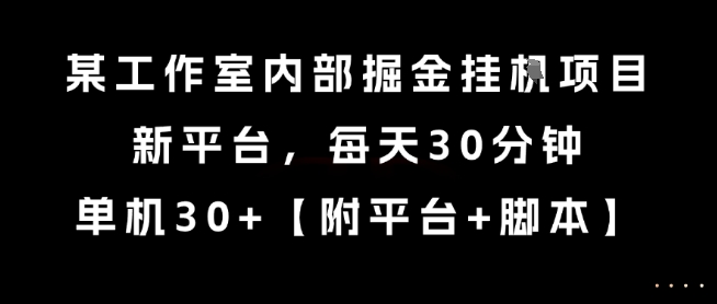 某工作室内部掘金挂G项目,新平台,每天30分钟,单机30+【揭秘】-吾爱云课堂
