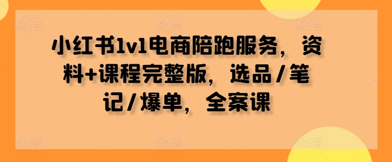 小红书1v1电商陪跑服务，资料+课程完整版，选品/笔记/爆单，全案课-吾爱云课堂