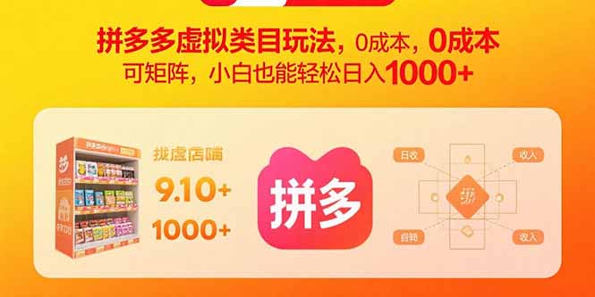 拼多多虚拟类目玩法,0成本,可矩阵,小白也能轻松日入1000+-吾爱云课堂
