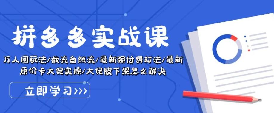 拼多多实战课:万人团玩法/截流自然流/最新强付费打法/最新原价卡大促..-吾爱云课堂