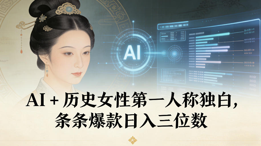 AI+历史女性第一人称独白，条条爆款日入三位数-吾爱云课堂