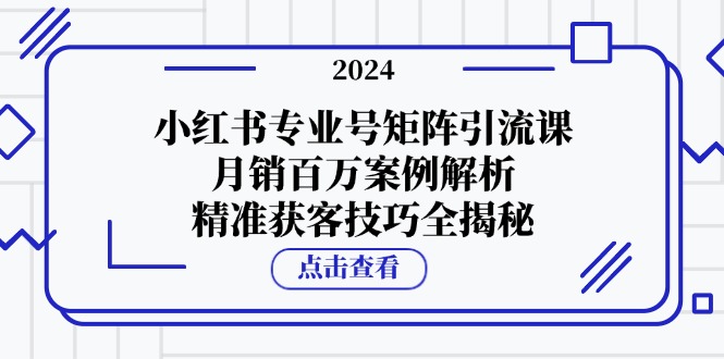 小红书专业号矩阵引流课,月销百万案例解析,精准获客技巧全揭秘-吾爱云课堂