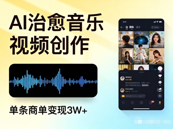 AI做治愈音乐视频，多平台投稿，单条商单变现3W+-吾爱云课堂