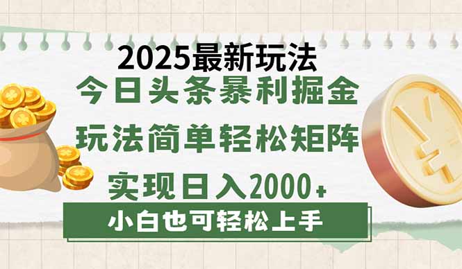 今日头条2025最新玩法,思路简单,复制粘贴,轻松实现矩阵日入2000+-吾爱云课堂