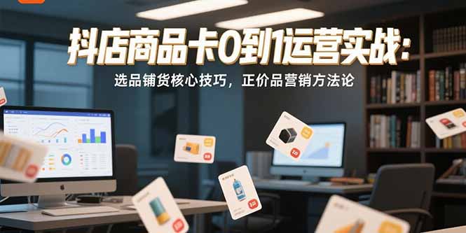 抖店商品卡0到1运营实战:选品铺货核心技巧,正价品营销方法论-吾爱云课堂