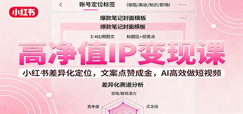 高净值IP变现课:小红书差异化定位,文案点赞成金, AI高效做短视频-吾爱云课堂