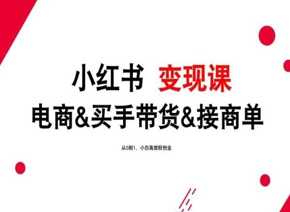 2024年最新小红书变现课,电商&买手带货&接商单,从0到1,小白高效轻创业-吾爱云课堂