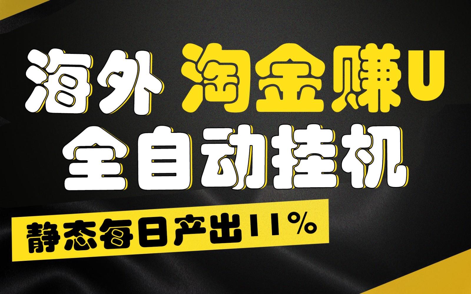 海外淘金赚U,全自动挂机,静态每日产出11%,拉新收益无上限,轻松日入1万+-吾爱云课堂