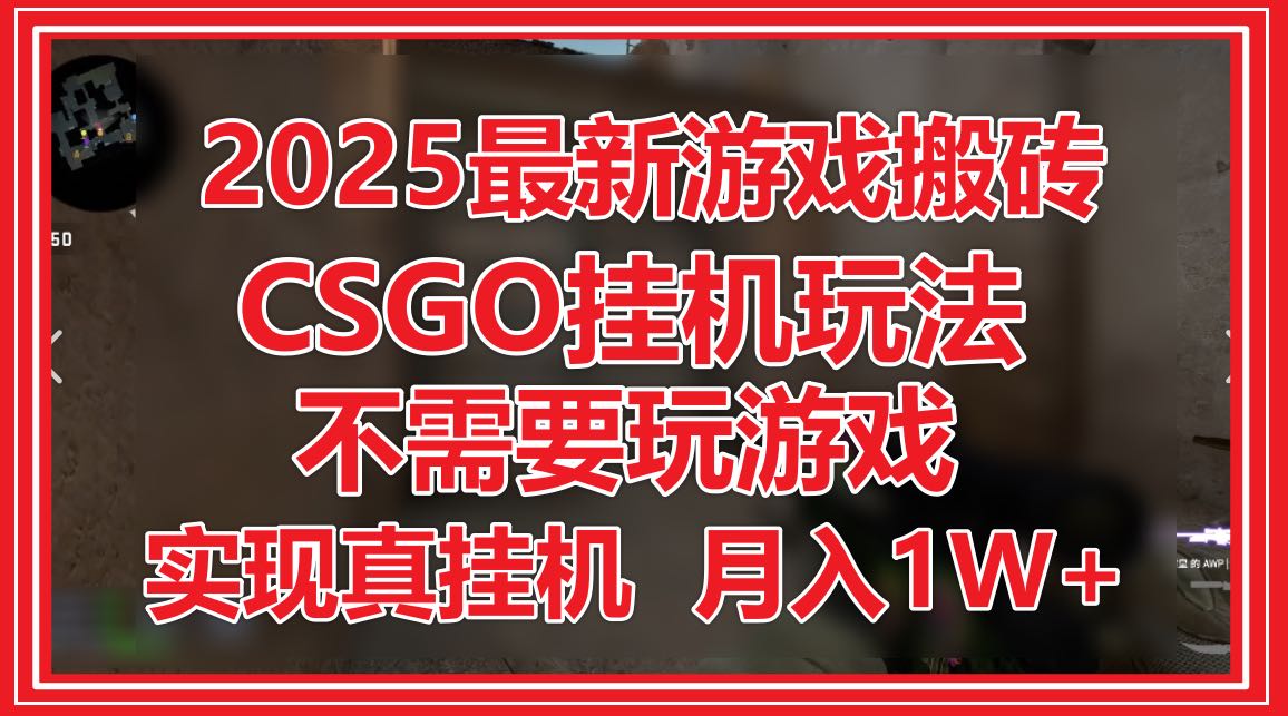 2025最新游戏搬砖,CSGO挂机,不需要玩游戏,实现真挂机,月入1W+-吾爱云课堂