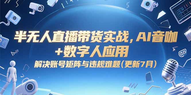 半无人直播带货实战,AI音咖+数字人应用 解决账号矩阵与违规难题(更新7月-吾爱云课堂