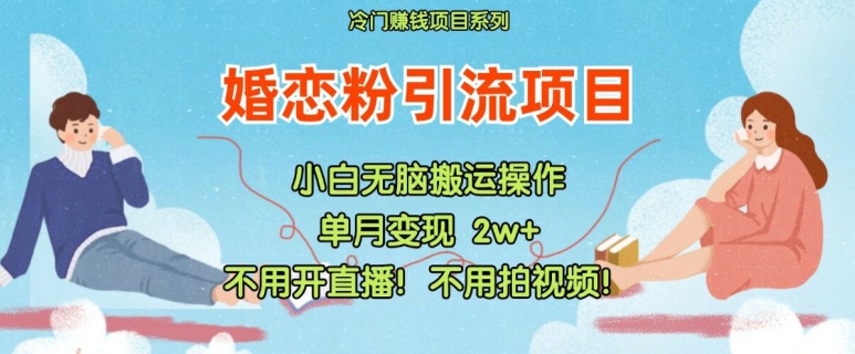 小红书婚恋粉引流,不用开直播,不用拍视频,不用做交付【揭秘】-吾爱云课堂