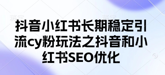 抖音小红书长期稳定引流cy粉玩法之抖音和小红书SEO优化-吾爱云课堂
