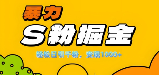 单人单机日引千粉,变现1k+,S粉流量掘金计划攻略【揭秘】-吾爱云课堂
