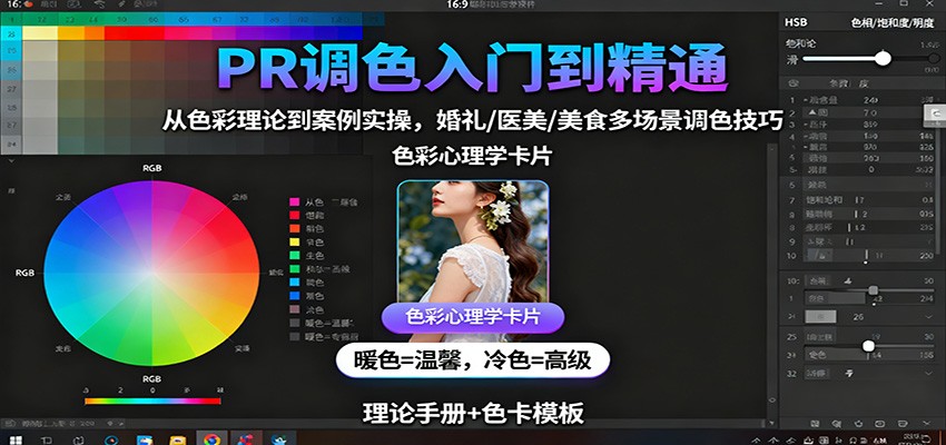 PR调色入门到精通:从色彩理论到案例实操,婚礼/医美/美食多场景调色技巧-吾爱云课堂