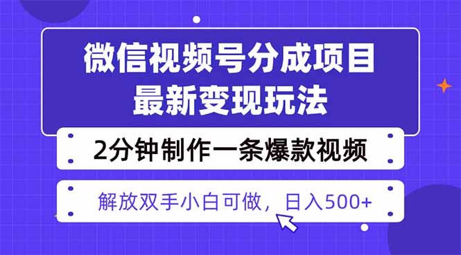 视频号分成最新玩法,两天暴力起号变现1500+,爆款视频制作只需要2分钟...-吾爱云课堂