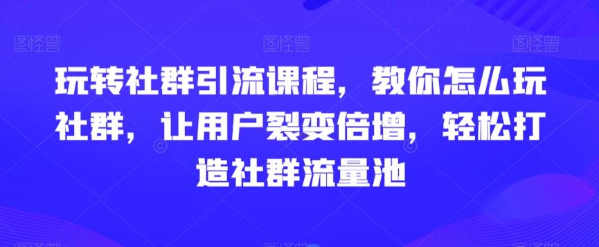 玩转社群引流课程，教你怎么玩社群，让用户裂变倍增，轻松打造社群流量池-吾爱云课堂