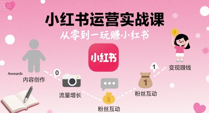 小红书运营实战课,从零到一玩賺小红书-吾爱云课堂