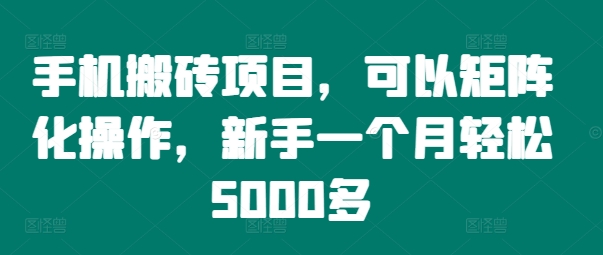 手机搬砖项目,可以矩阵化操作,新手一个月轻松5000多-吾爱云课堂