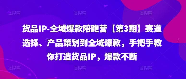 货品IP全域爆款陪跑营【第3期】赛道选择、产品策划到全域爆款，手把手教你打造货品IP，爆款不断-吾爱云课堂