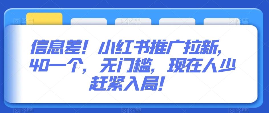 信息差!小红书推广拉新,40一个,无门槛,现在人少赶紧入局!-吾爱云课堂