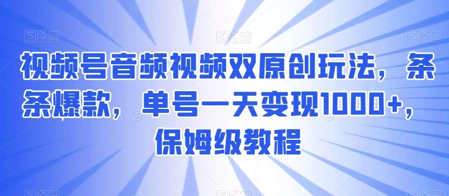 视频号音频视频双原创玩法,条条爆款,单号一天变现1000+,保姆级教程【揭秘】-吾爱云课堂