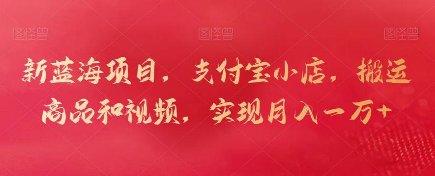 新蓝海项目,支付宝小店,搬运商品和视频,实现月入一万+【揭秘】-吾爱云课堂