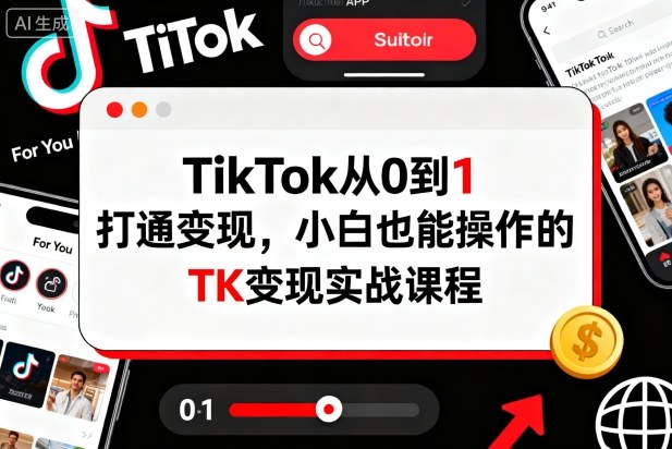 TikTok从0到1打通变现,小白也能操作的TK变现实战课程-吾爱云课堂