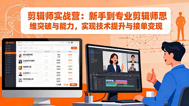 剪辑师实战营:新手到专业剪辑师思维突破与能力,实现技术提升与接单变现-吾爱云课堂
