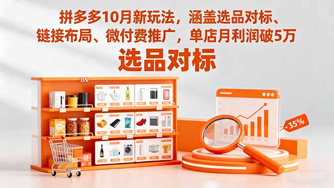 拼多多10月新玩法,涵盖选品对标、链接布局、微付费推广,单店月利润破5万-吾爱云课堂