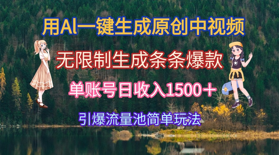 用Al一键生成原创中视频,无限制生成条条爆款,单账号日收入1500+引爆...-吾爱云课堂