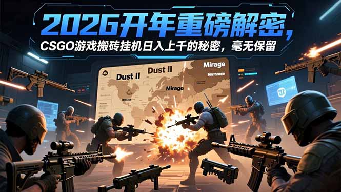 2026开年重磅解密，CSGO游戏搬砖挂机日入上千的秘密，毫无保留-吾爱云课堂