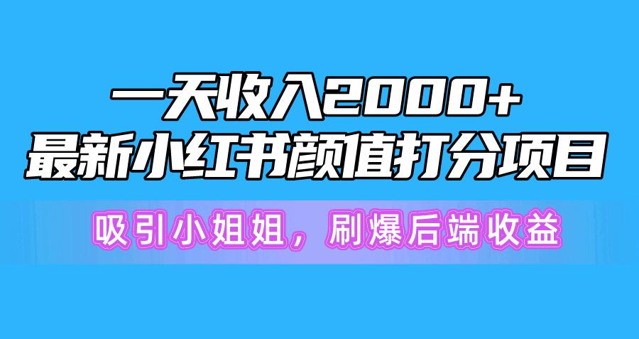 一天收入2000+,最新小红书颜值打分项目,吸引小姐姐,刷爆后端收益-吾爱云课堂