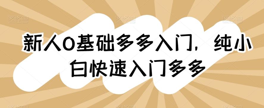 新人0基础多多入门,纯小白快速入门多多-吾爱云课堂