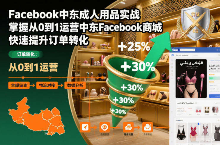 Facebook中东成人用品实战，掌握从0到1运营中东Facebook商城，快速提升订单转化-吾爱云课堂