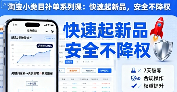 淘宝小类目补单系列课,快速起新品,安全不降权-吾爱云课堂