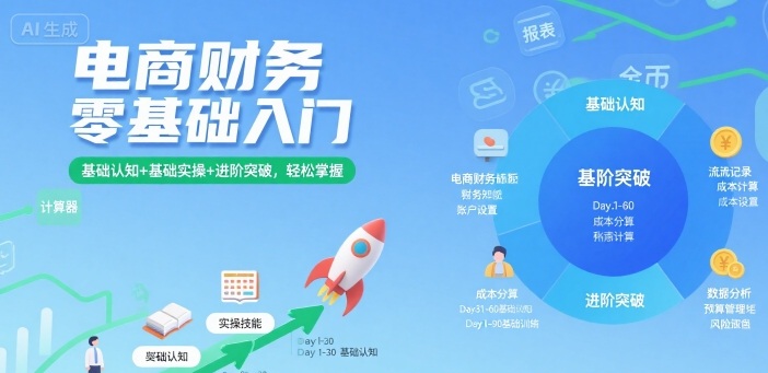 电商财务零基础入门,基础认知+基础实操+进阶突破,轻松掌握-吾爱云课堂