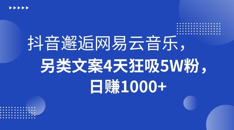 抖音邂逅网易云音乐,另类文案4天狂吸5W粉,日赚1000+【揭秘】-吾爱云课堂