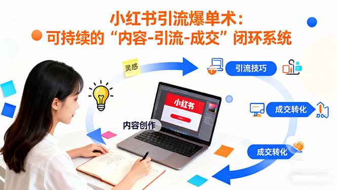小红书引流爆单术:构建一套低成本 可持续的“内容-引流-成交”闭环系统-吾爱云课堂