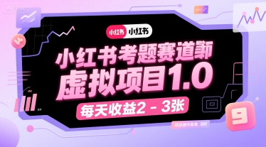 小红书考题赛道虚拟项目1.0,项目操作简单,每天收益2-3张-吾爱云课堂