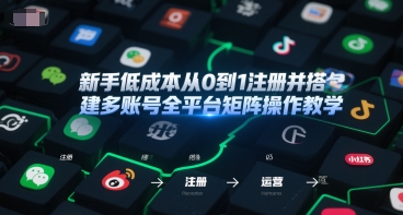 新手低成本从0到1注册并搭建多账号全平台矩阵操作教学，手机号-邮箱-IP-工具-吾爱云课堂