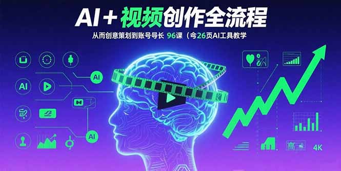 AI+短视频创作全流程:从创意策划到账号增长,96节课(含26项AI工具教学-吾爱云课堂