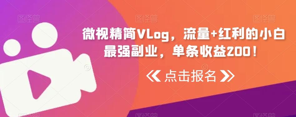 微视精简Vlog,流量+红利的小白最强副业,单条收益200!-吾爱云课堂
