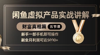 精品！闲鱼虚拟产品实战讲解，新手一部手机即可操作，副业月利润可达5k+-吾爱云课堂