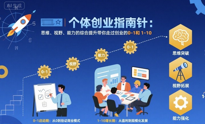 个体创业指南针,思维、视野、能力的综合提升带你走过创业的0-1和1-10【音频】-吾爱云课堂