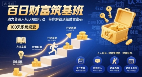 百日财富筑基班,助力普通人从认知到行动,带你解锁顶级财富密码-吾爱云课堂